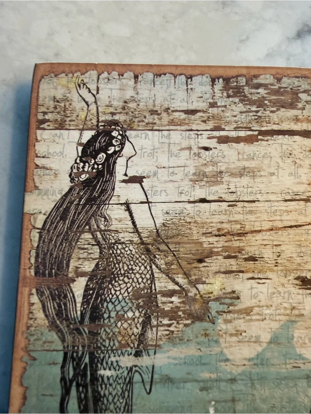 Rustic Mermaid Wall Hook in Teal and Brown